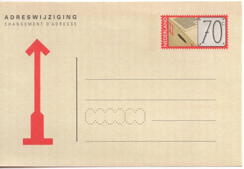 Adreswijziging postfris 70 cent., Ophalen of Verzenden, Briefkaart