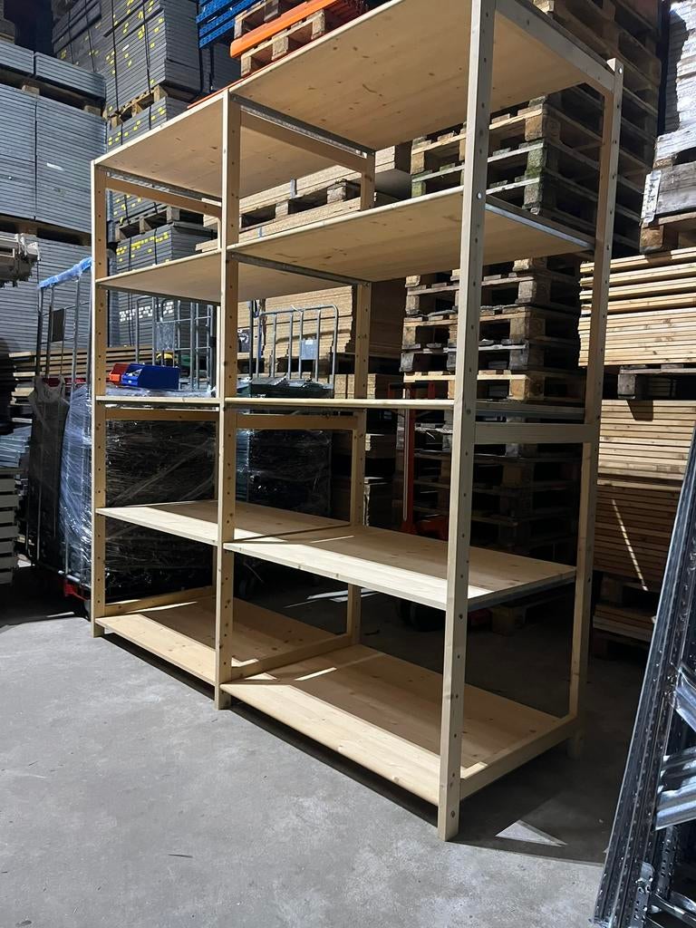 Massoef houten stellingen 60cm diep, Huis en Inrichting, Kasten | Stellingkasten, Ophalen, Zo goed als nieuw