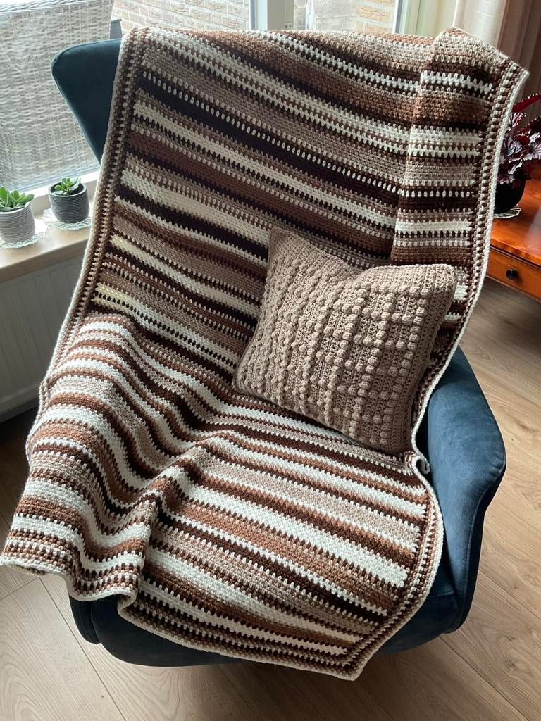 Gehaakte deken met kussentje., Ophalen, Nieuw