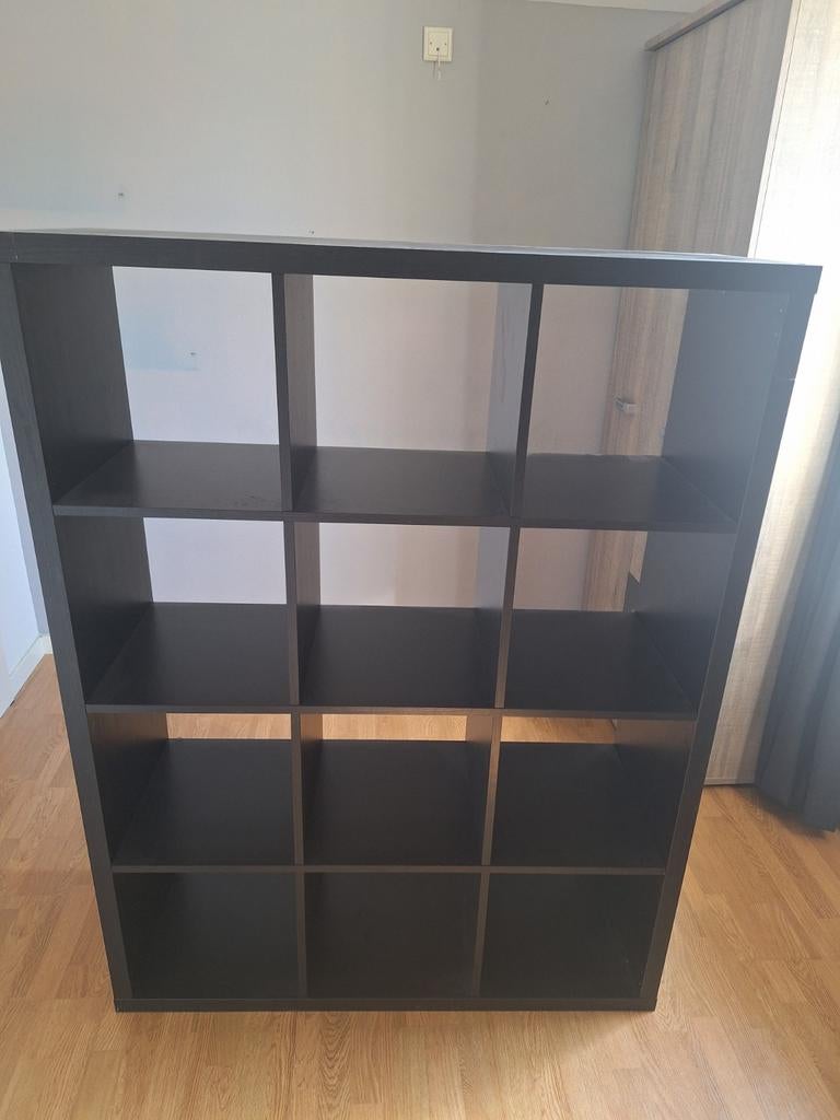 IKEA KALLAX vakkenkast 3x4 zwartbruin (12 vakken) – netjes, Ophalen