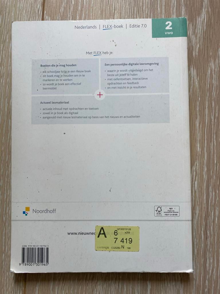 Nieuw Nederlands FLEX-boek 2 VWO Editie 7.0, Boeken, Ophalen of Verzenden, Zo goed als nieuw, VWO, Nederlands