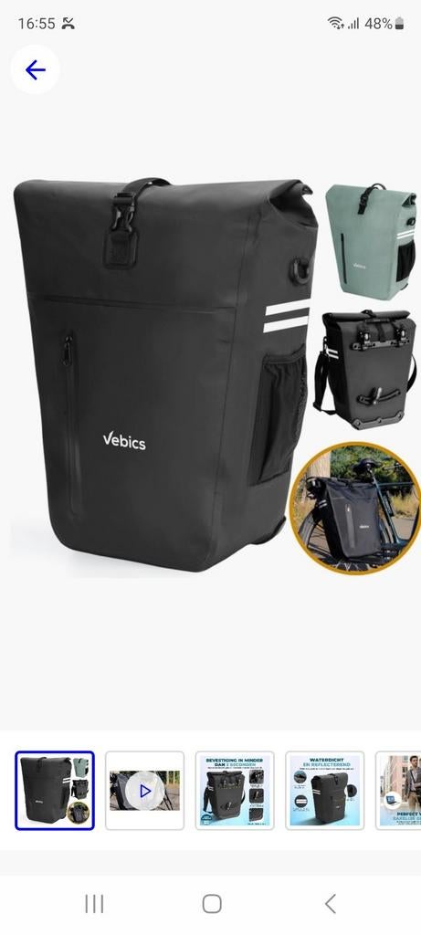 Fietstas  groot waterdicht 25 liter, Verzenden