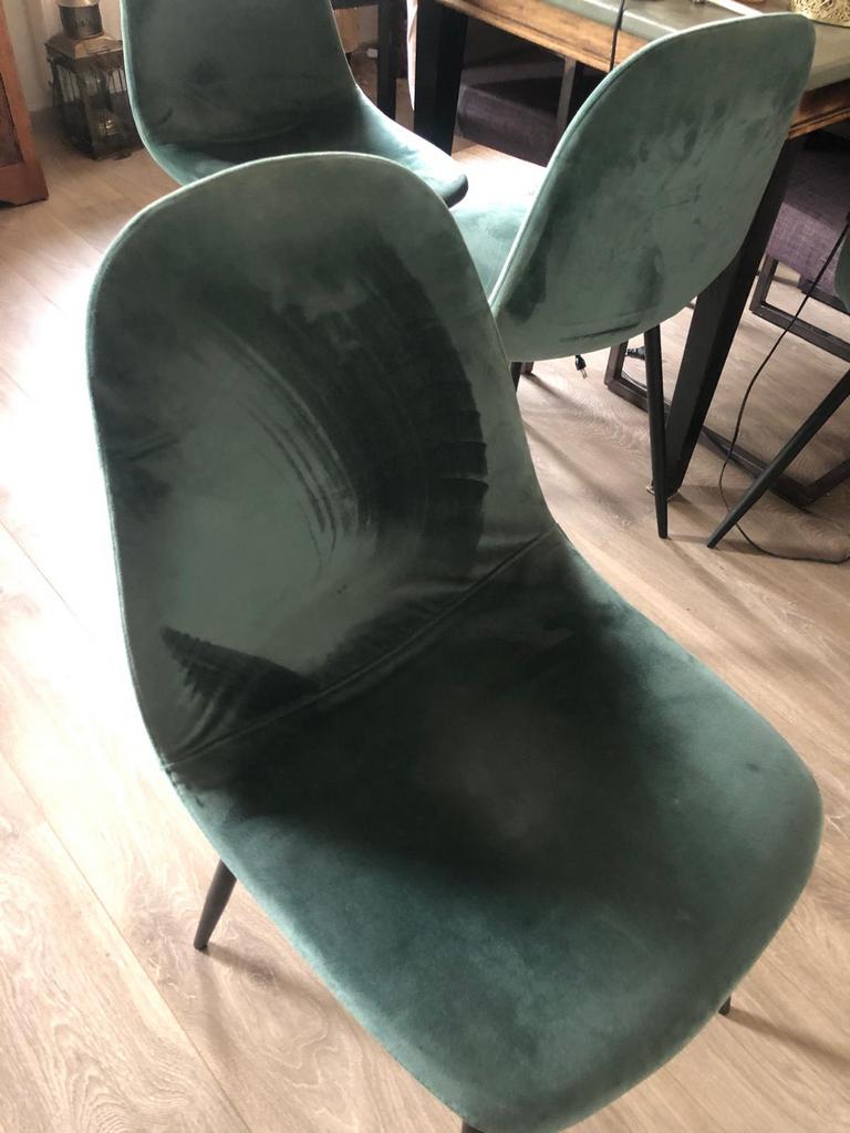 4 nette velours stoelen, Ophalen, Zo goed als nieuw, Rechthoekig