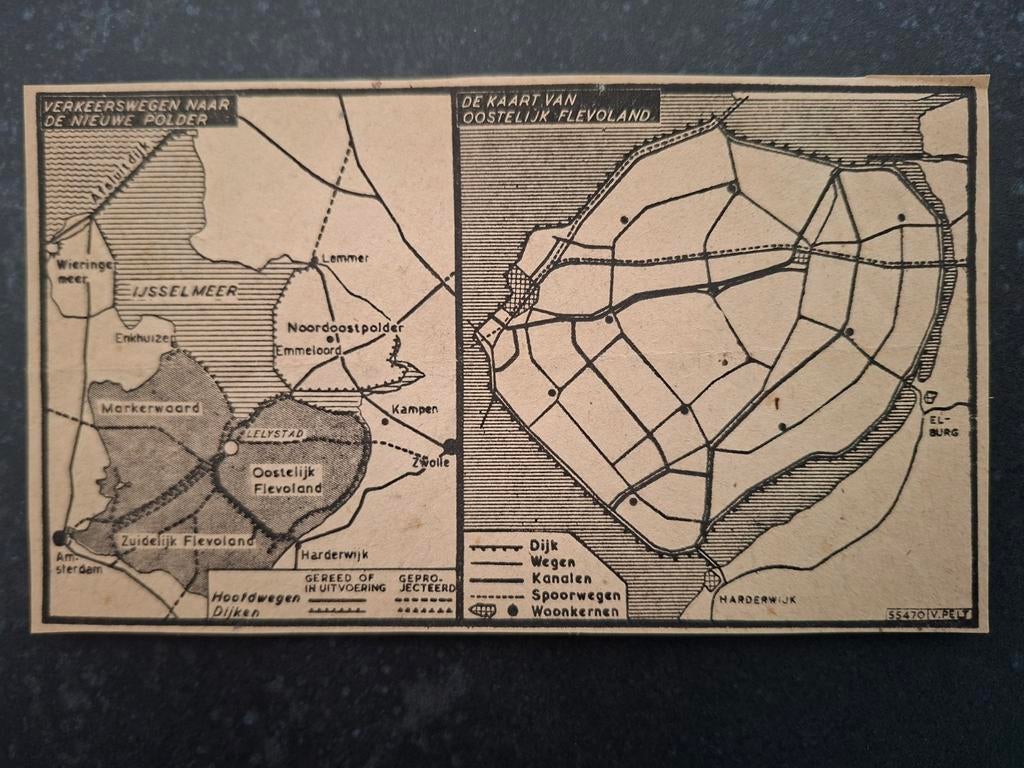 Landkaart Flevoland Harderwijk Elburg  Enkhuizen  Emmeloord, Ophalen of Verzenden
