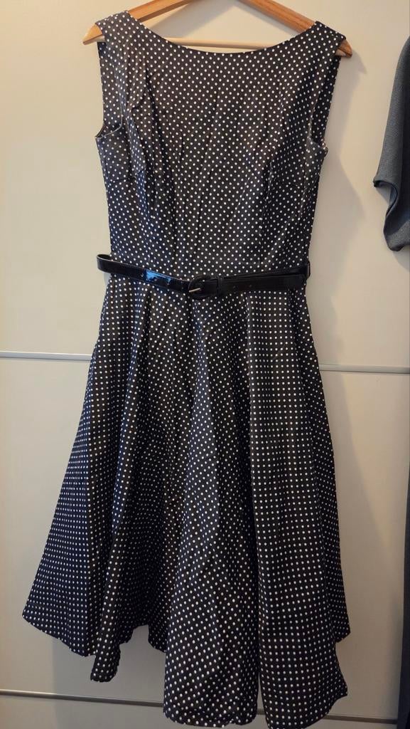 Top Vintage polka dot jurk maat M, Maat 38/40 (M), Top Vintage, Verzenden, Zwart