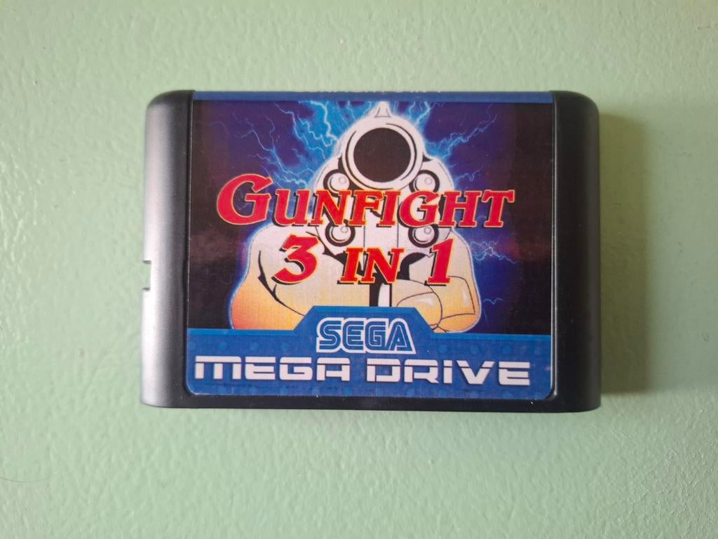 Sega Mega Drive Gunfight 3 in 1 Multicart, Spelcomputers en Games, Games | Sega, Zo goed als nieuw, Mega Drive, Shooter, 2 spelers