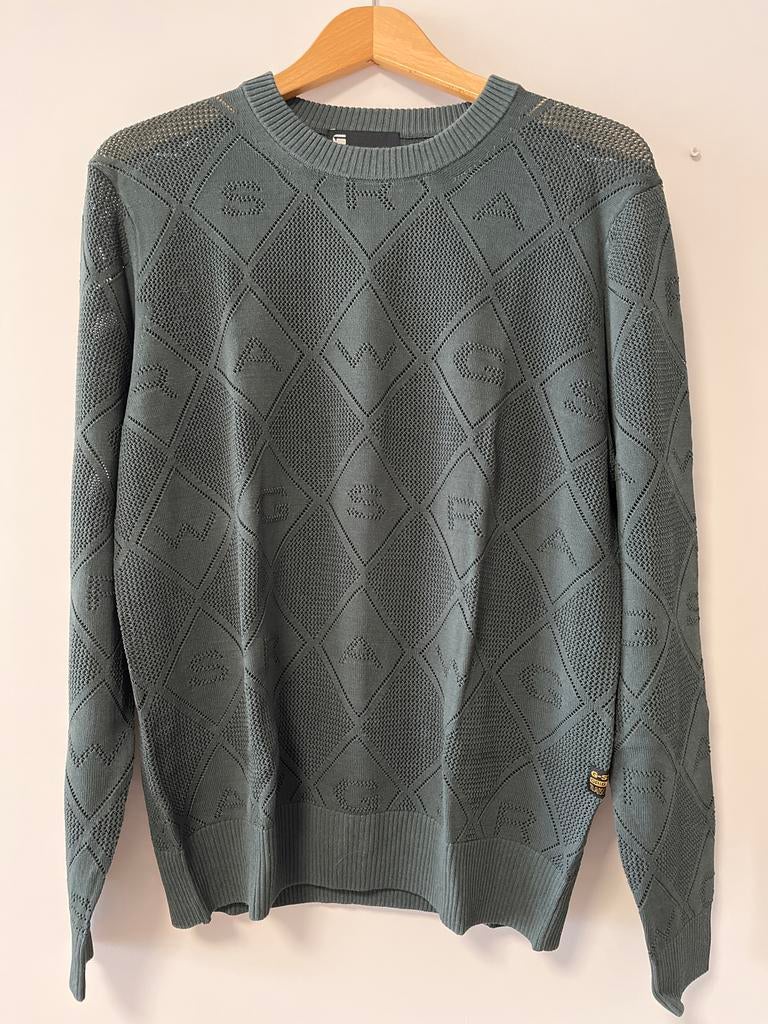 G-Star RAW Trui met Ruitpatroon en Logo - Maat L zgan, Ophalen of Verzenden, Zo goed als nieuw, Groen