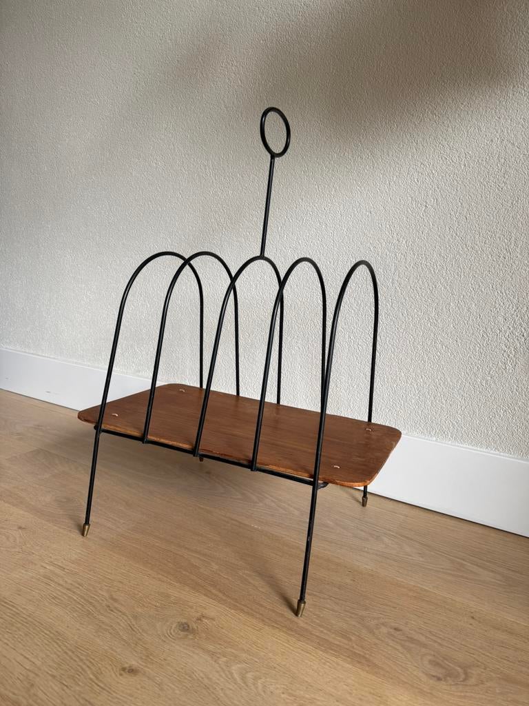 Vintage tijdschriftenrek / platenrek – met karakter, Ophalen, Gebruikt