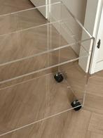 Vintage plexiglas trolley - bar cart - bijzettafel jaren 70, Ophalen, Gebruikt, Rechthoekig, Minder dan 55 cm