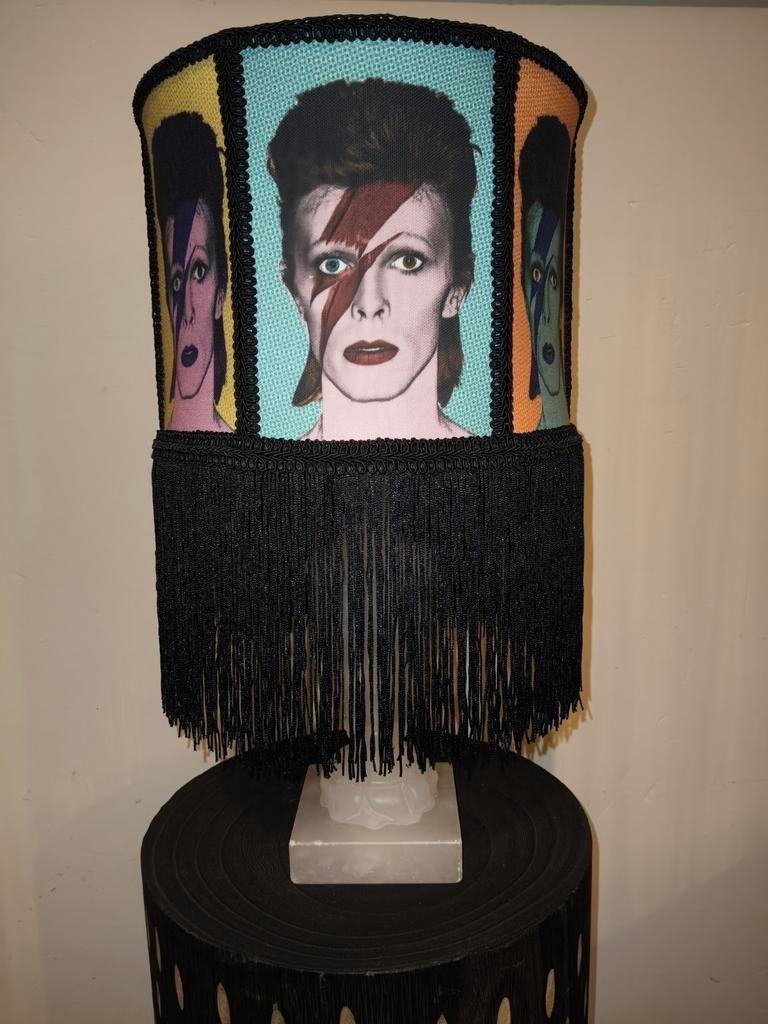 Handgemaakte David Bowie Lampenkap - Uniek Design, Ophalen of Verzenden, Zo goed als nieuw, Pop Art, Rock 'n' Roll, Uniek, Handgemaakt