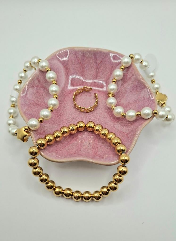 Moederdagsetje: Parelketting, Armbanden & Ring, Overige materialen, Nieuw, Ophalen of Verzenden, Met bedels of kralen