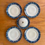 Vintage Blauw Bloemen Porseleinen Servies - 5 Delig, Ophalen of Verzenden