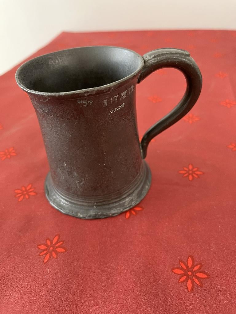 antiek Britse tinnen maatkan 1/2 pint gemerkt ca 1880, Antiek en Kunst, Ophalen of Verzenden