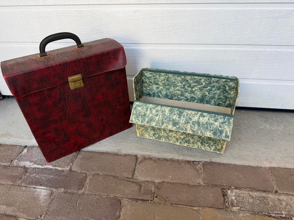Vintage Jaren '60 Platenkoffer en Dossierdoos, Antiek en Kunst, Ophalen