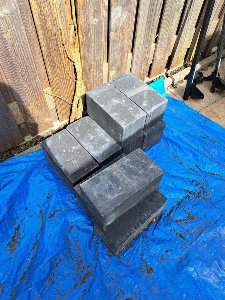 7 muurelementen, grijs, gebruikt, 30x15x15 cm, Gebruikt, Overige typen, Ophalen of Verzenden, Minder dan 5 m²