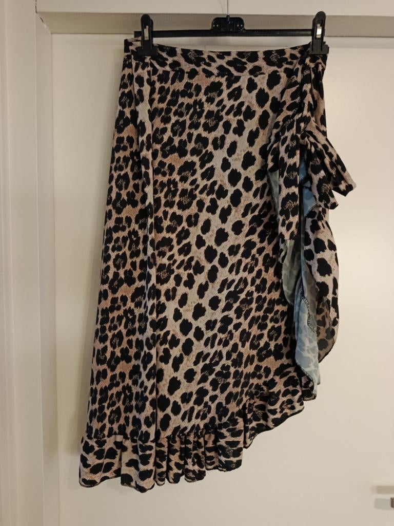 Wikkelrok panterprint zgan one size, Kleding | Dames, Rokken, Maat 38/40 (M), Bruin, Ophalen of Verzenden, Zo goed als nieuw