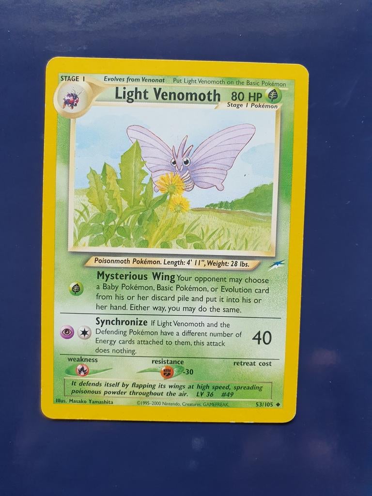 Light venomoth 53/105 pokemon kaart, Ophalen of Verzenden