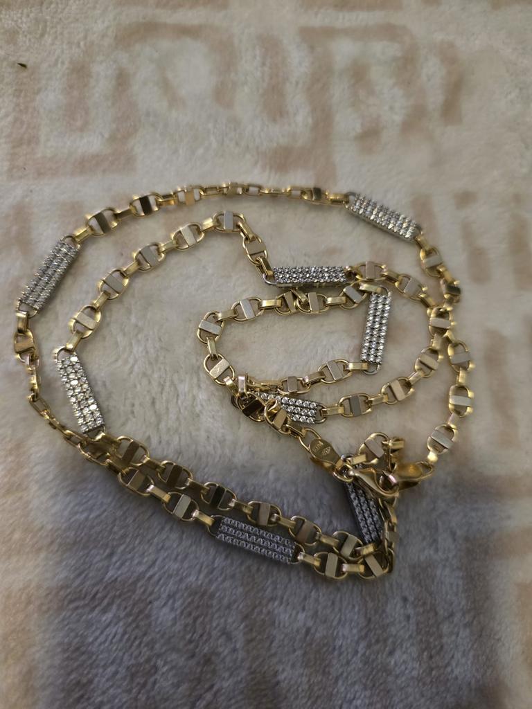 Gouden ketting 18 karaat, Ophalen, Gebruikt, Goud, Met kristal
