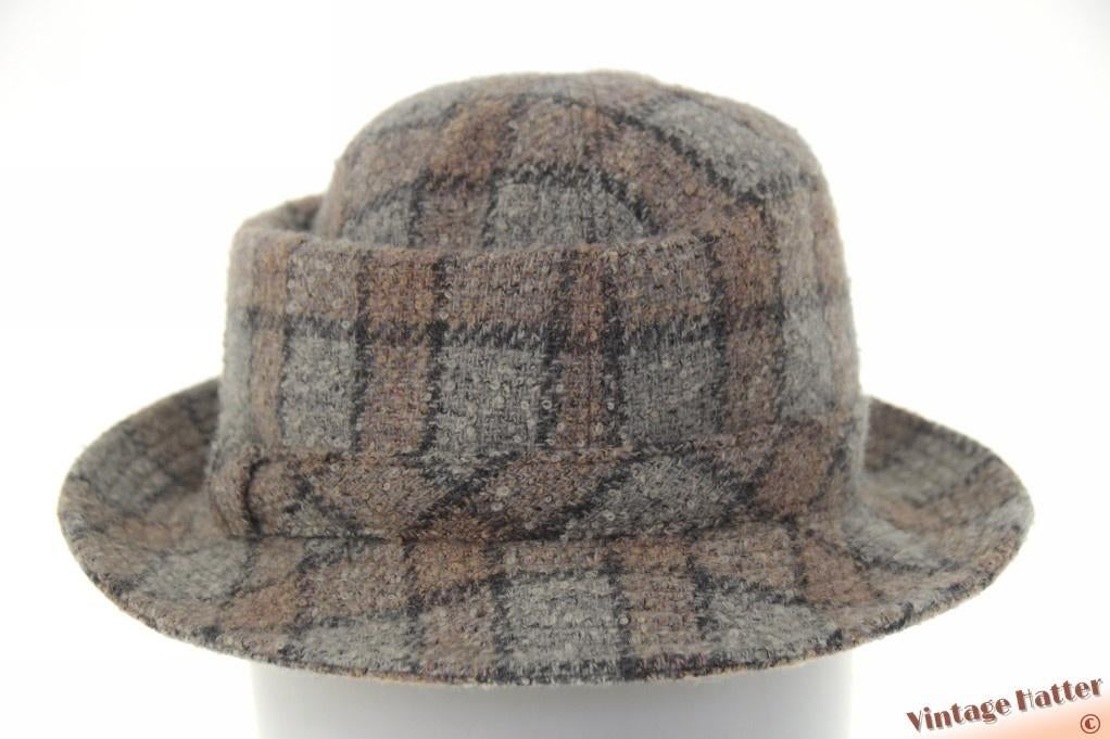 Vintage Vissershoed Wegener licht grijs beige geruit 55 = S, Kleding | Heren, Hoeden en Petten, Wegener, Hoed, Ophalen of Verzenden