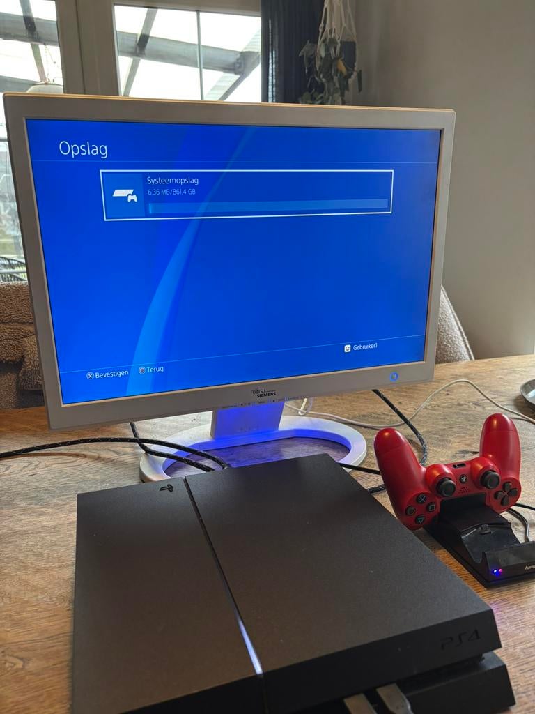Playstation 4 met beeldscherm en spellen, Spelcomputers en Games, Ophalen, Zo goed als nieuw, Met 1 controller, Original