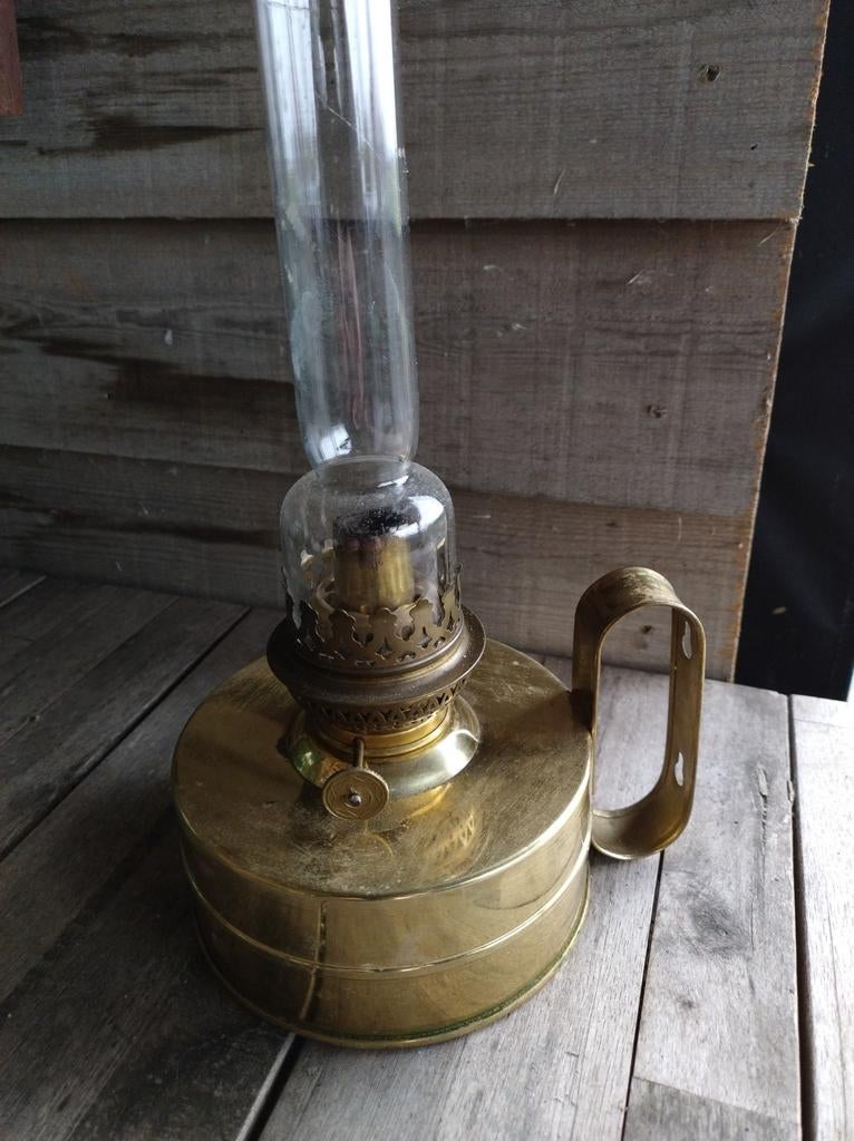 Koperen Olie Wandlamp, Antiek en Kunst, Ophalen