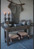 Sidetable Driftwood 2-Lades B150 x D46 x H77 Cm, Ophalen, 100 tot 150 cm, Zo goed als nieuw, 25 tot 50 cm