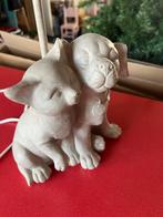 Leuke tafellamp met kat en hond - Happy House, Ophalen of Verzenden, Zo goed als nieuw, Stof, Minder dan 50 cm