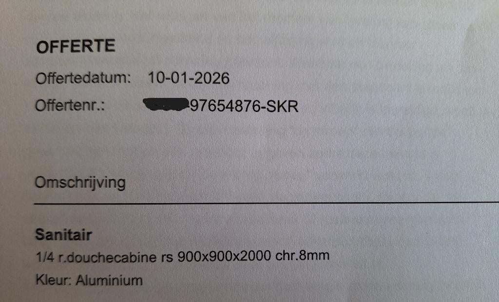 douchecabine Wiesbaden 1/4 RS 900x900x2000 chr.8mm NANO, Ophalen, Nieuw, Douche