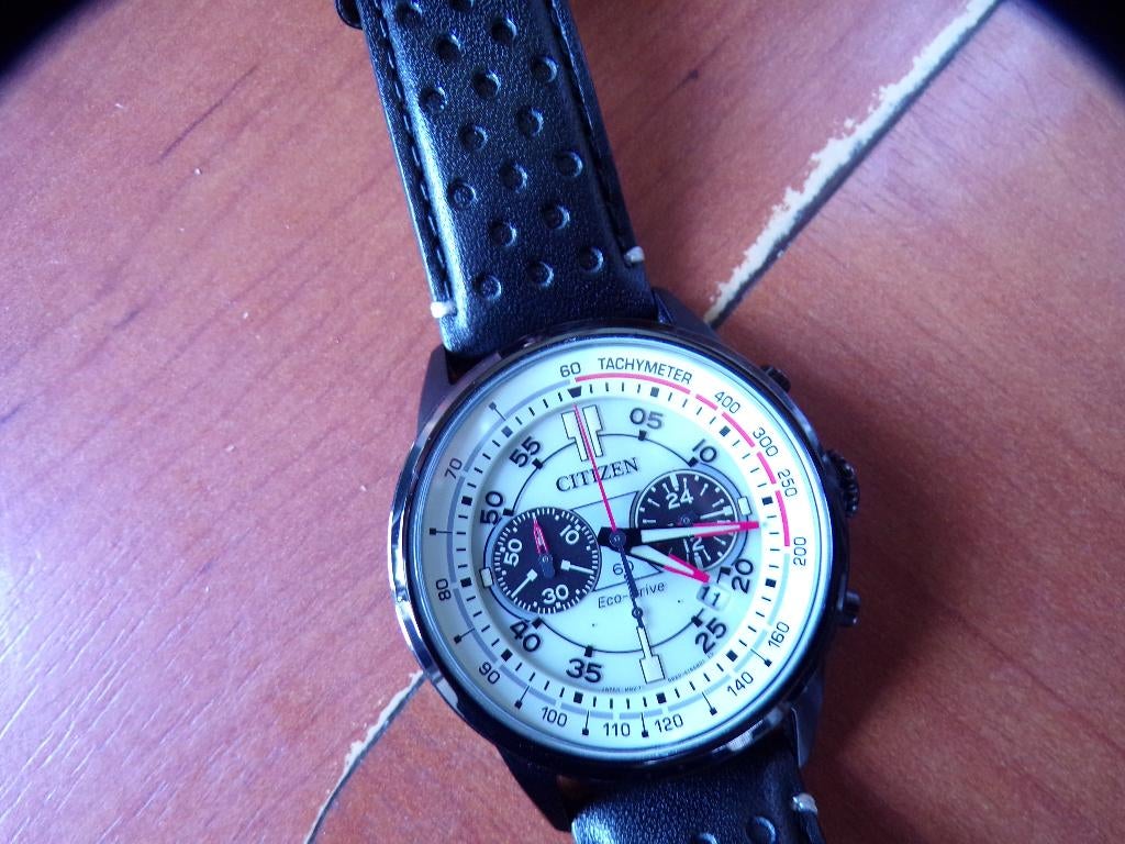 Citizen CA4465-15X Rally Eco-Drive, Leer, Staal, Ophalen of Verzenden, Zo goed als nieuw