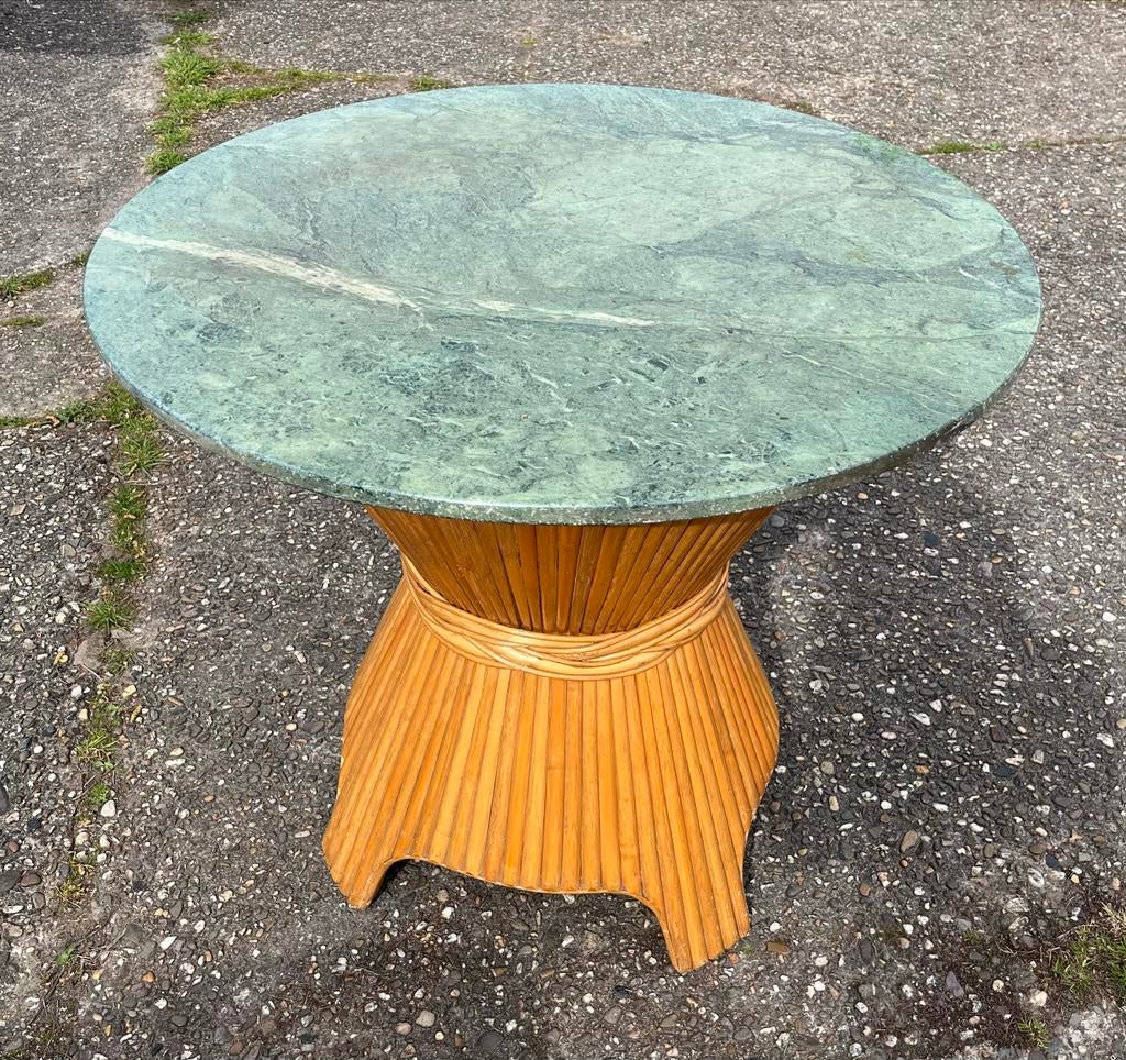 Bijzettafel met marmeren blad, Huis en Inrichting, Gebruikt, Rond, McGuire korenschoof, 60 cm of meer