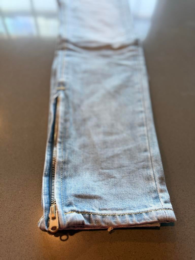 MNML Biker Jeans uit Amerika - Lichtblauw, Ophalen of Verzenden, Zo goed als nieuw, Blauw, W33 - W34 (confectie 48/50)