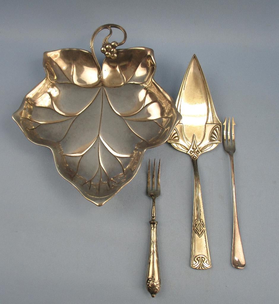Art Nouveau WMF bestek en druivenschaal taartschep, Antiek en Kunst, Ophalen of Verzenden