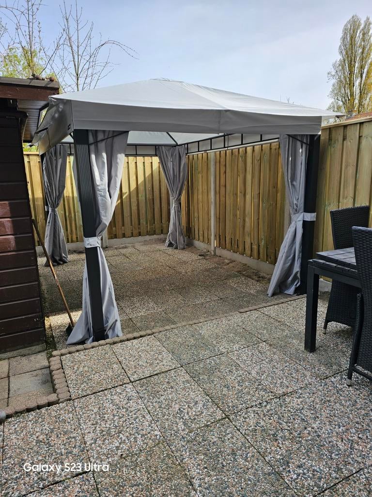 3x4 tuinpaviljoen met gordijnen, Tuin en Terras, Partytenten, Ophalen, Gebruikt, Minder dan 4 meter, Paviljoen