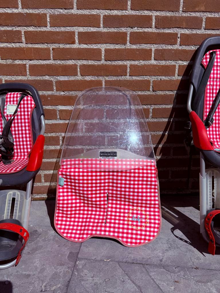 Complete set Lief! fietszitjes met windscherm, Fietsen en Brommers, Fietsaccessoires | Fietsstoeltjes, Ophalen of Verzenden, Gebruikt