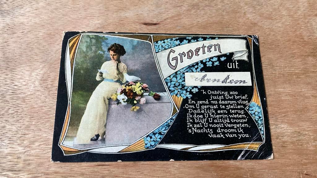 Oude ansichtkaart Groeten Slijk-Ewijk 1919 Kasteel Loenen, Ophalen of Verzenden, Voor 1920, Gelopen, Gelderland