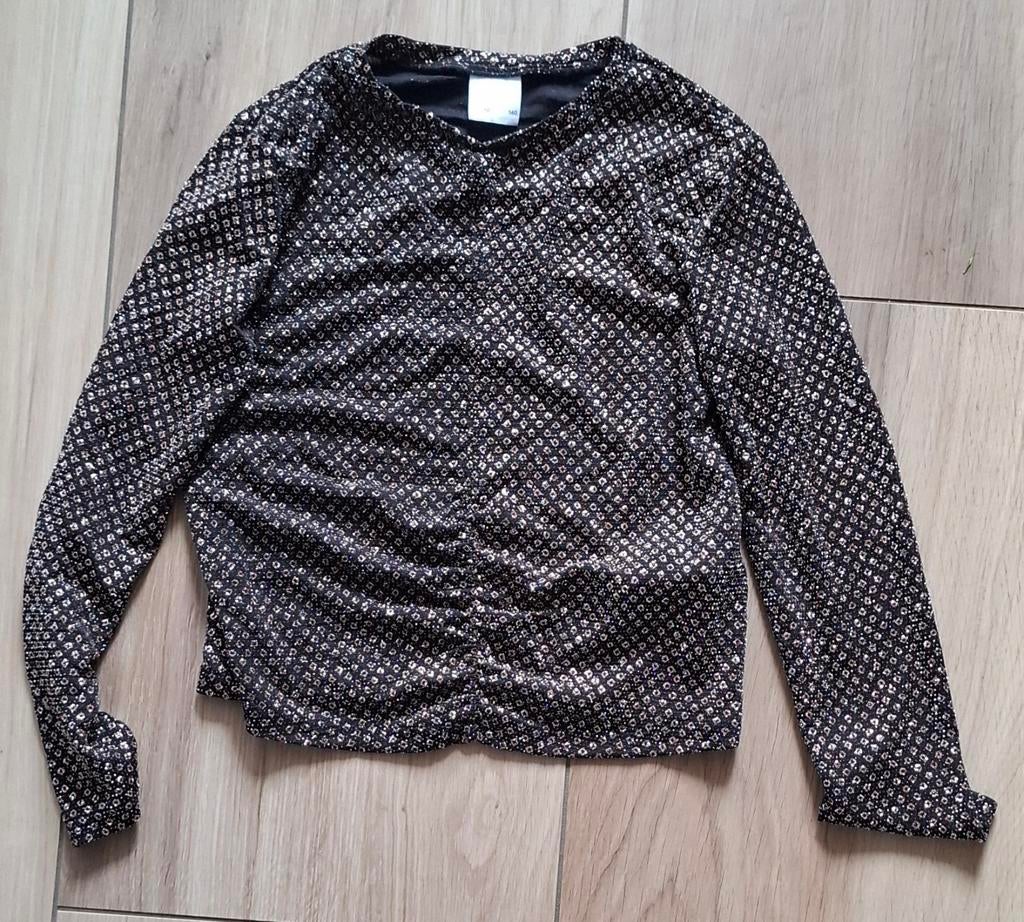 Zara longsleeve zwart met goud maat 140, Kinderen en Baby's, Kinderkleding | Maat 140, Meisje, Ophalen of Verzenden, Zo goed als nieuw