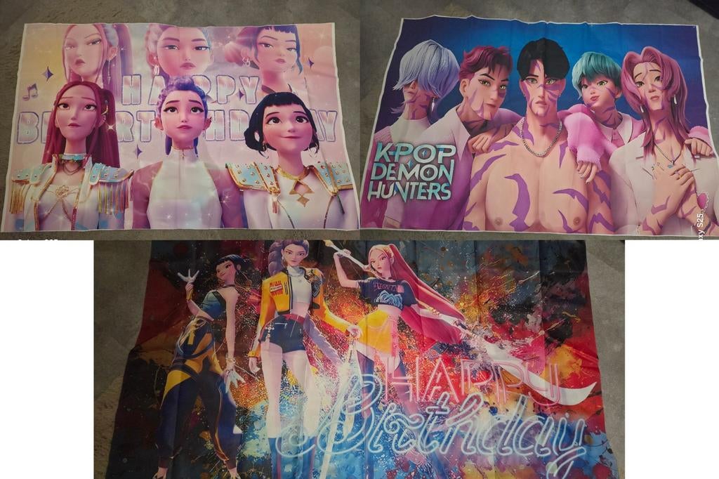 KPOP DEMON HUNTERS GROTE SPANDOEKEN 3 STUKS RUMI VERJAARDAG, Ophalen, Versiering