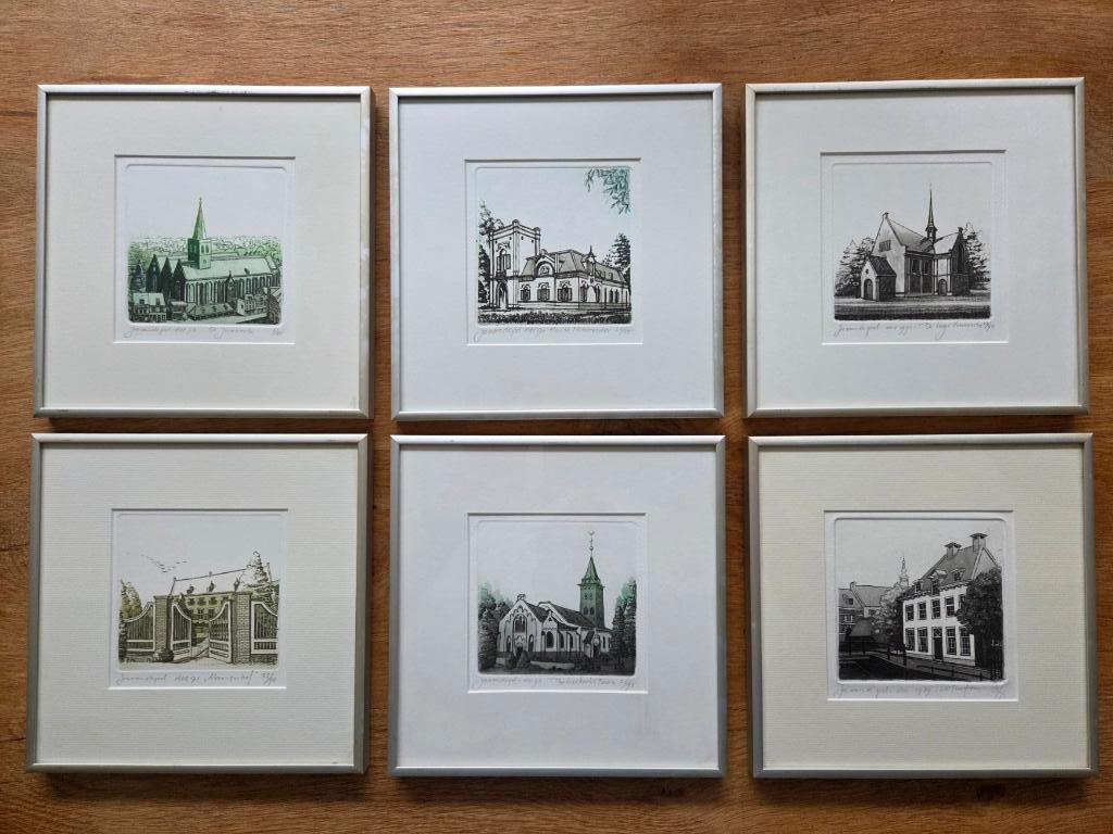 Etsen Jos van de Pol, Met tekst, Ophalen of Verzenden, Landschap, 11 cm