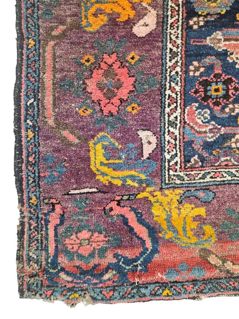 Handgeknoopt antiek Perzisch wol Bachtiar tapijt 103x185cm, Persian Perzisch vintage oosters hype, Crème, Gebruikt, 100 tot 150 cm