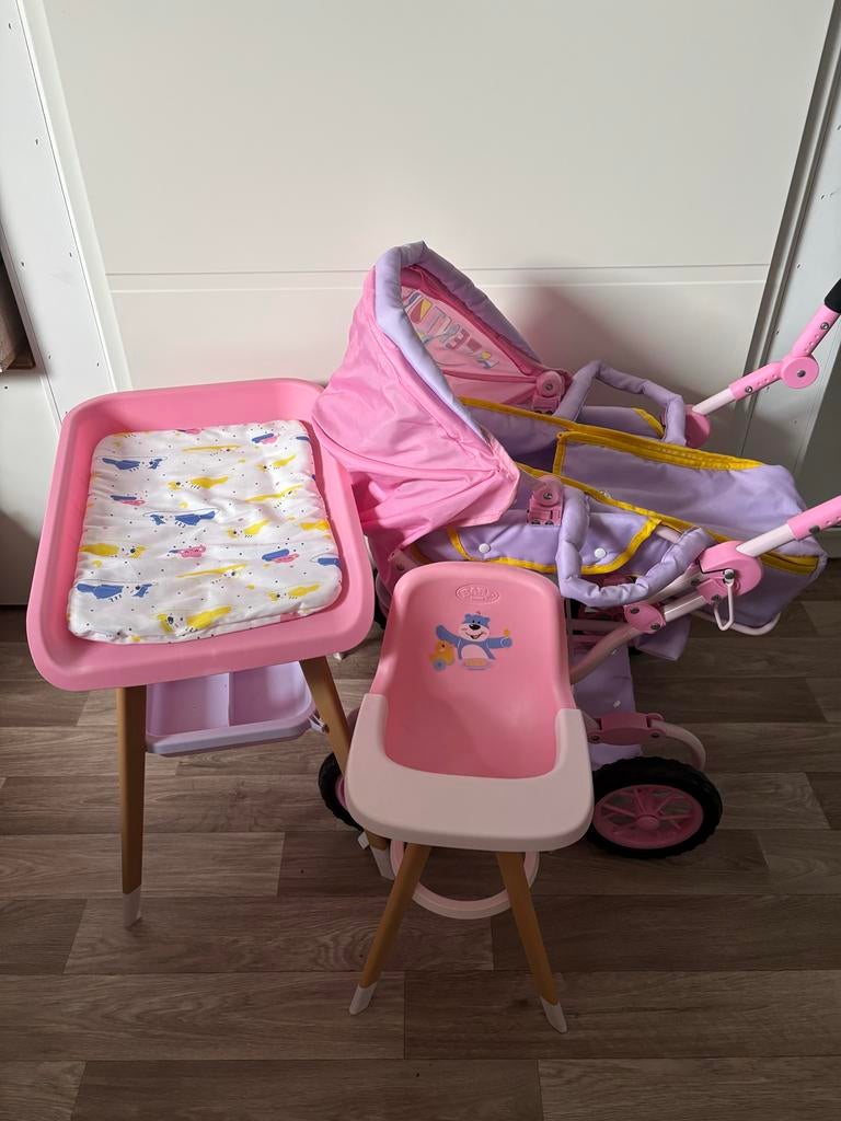 Baby Born Complete Set: Poppenwagen, Eetstoel & Verschoontaf, Kinderen en Baby's, Speelgoed | Poppen, Ophalen, Zo goed als nieuw