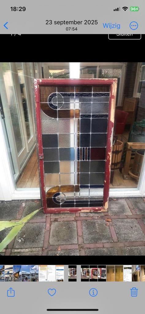 Glas in lood raam art deco, Ophalen of Verzenden, Zo goed als nieuw