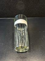 Murano styl glazen vaas met abstract zwart patroon, Ophalen of Verzenden