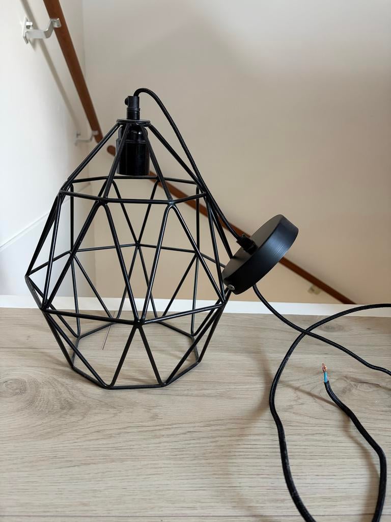 Industriële lampenkap - Zwart, Huis en Inrichting, Lampen | Lampenkappen, Ophalen, 25 tot 50 cm, Zwart, Zo goed als nieuw