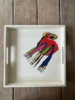Dienblad moderne kunst cobra stijl / Kado met een boodschap., Huis en Inrichting, Woonaccessoires | Dienbladen, Ophalen, Gebruikt