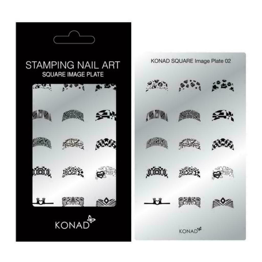 KONAD Square nagel stempelplaat 02 ' FRENCH MANICURE ', Overige kleuren, Nieuw, Ophalen of Verzenden, Handen en Nagels