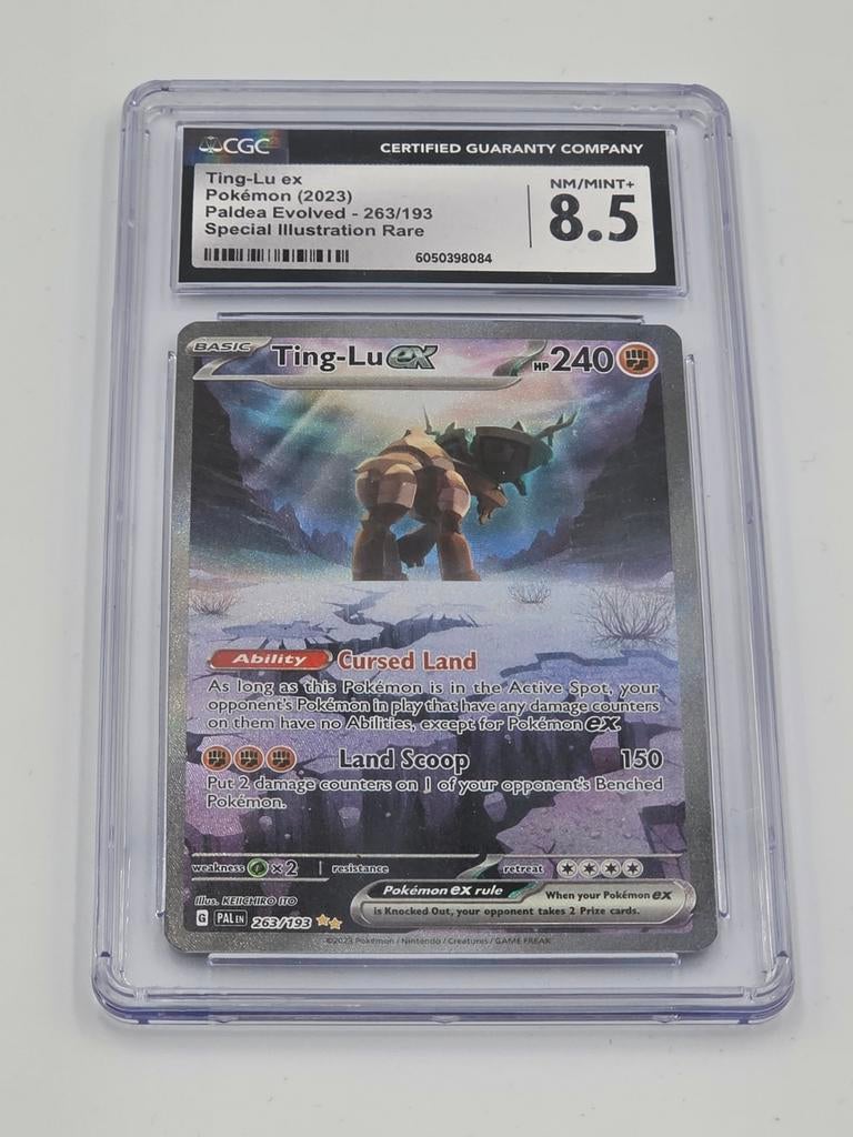 Ting-lu Paldea Evolved SIR CGC 8.5 Pokemon Kaart, Ophalen of Verzenden, Zo goed als nieuw, Losse kaart