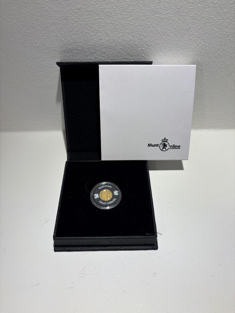 Massief gouden herslag allerlaatste 1 gulden uit 2001, 1 gulden, Verzenden, Koningin Beatrix, Goud