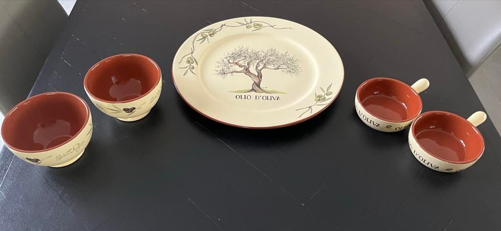 Jet ter Steege serveerbord / schaal met 4 schaaltjes/kommen, Keramiek, Ophalen of Verzenden, Overige stijlen, Schaal of Schalen