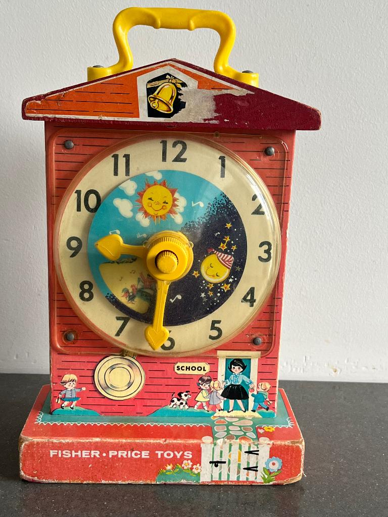 Hele oude Fisher Price klok met muziekje, Ophalen of Verzenden, Gebruikt, Speelset, Met geluid