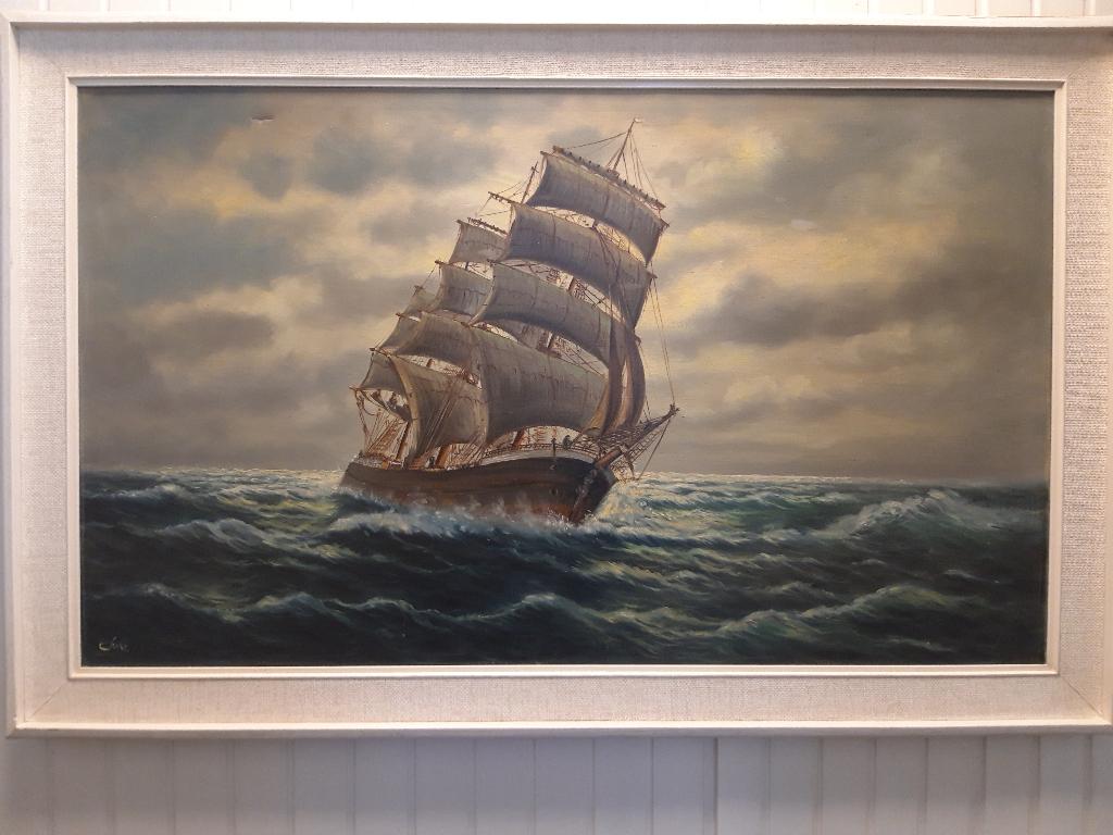 Windjammer op volle zee, Antiek en Kunst, Ophalen